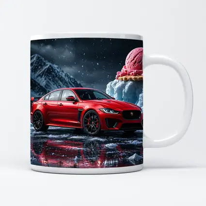 Jaguar XE SV Red Car Icy Mountain Scene