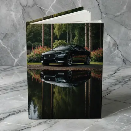 Jaguar XF Black Sedan Forest Reflection