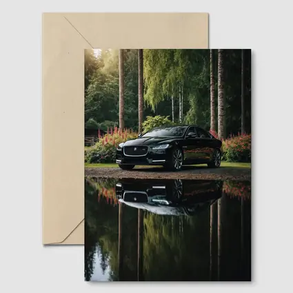 Jaguar XF Black Sedan Forest Reflection