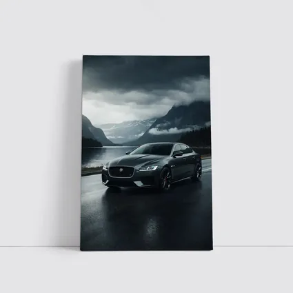Jaguar XF Dark Road Moody Mountain Scene