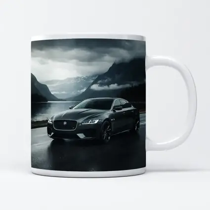 Jaguar XF Dark Road Moody Mountain Scene