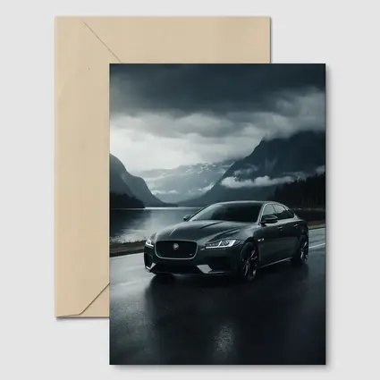 Jaguar XF Dark Road Moody Mountain Scene