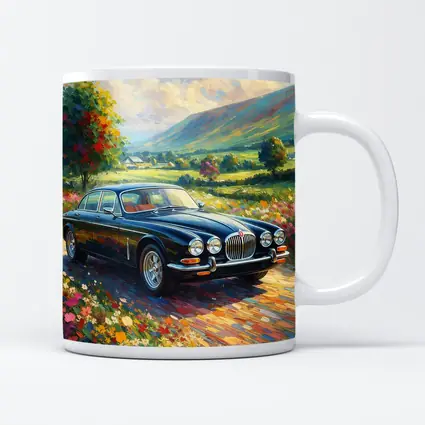Jaguar XJ Classic Car Impressionist Countryside Painting