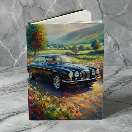 Jaguar XJ Classic Car Impressionist Countryside Painting