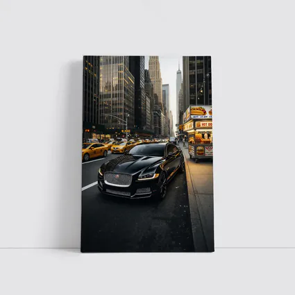 Jaguar XJ Black Sedan New York Street