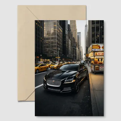 Jaguar XJ Black Sedan New York Street
