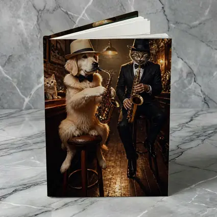 Golden Retriever and Cat Jazz Bar