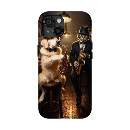 Golden Retriever and Cat Jazz Bar