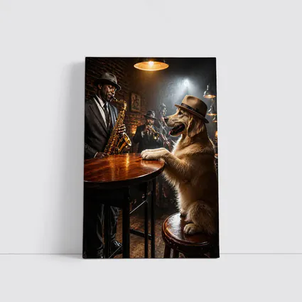 Golden Retriever Jazz Bar Saxophone Night