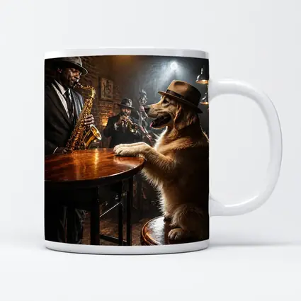 Golden Retriever Jazz Bar Saxophone Night