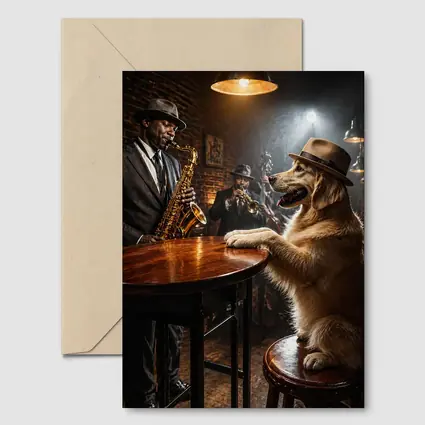 Golden Retriever Jazz Bar Saxophone Night