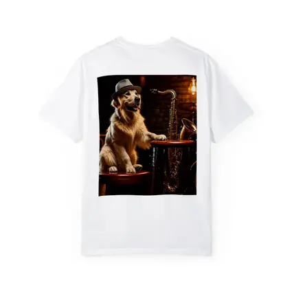 Golden Retriever Jazz Musician Saxophone Bar Setting