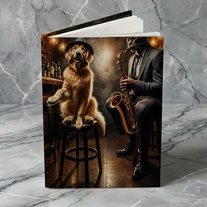 Golden Retriever and Cat Jazz Club Bar