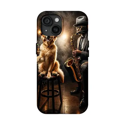 Golden Retriever and Cat Jazz Club Bar
