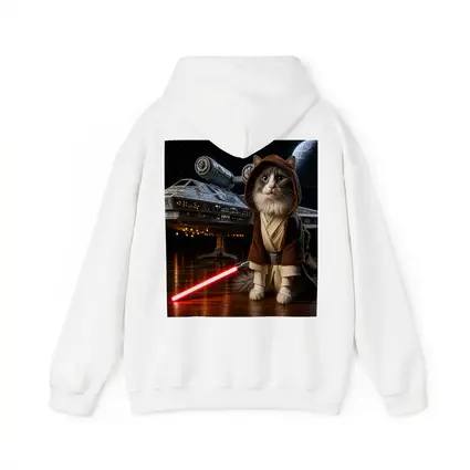 Jedi Cat Red Lightsaber Spaceship Dark Sky