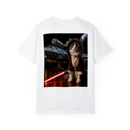 Jedi Cat Red Lightsaber Spaceship Dark Sky