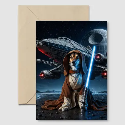Jedi Dog With Lightsaber Space Battle