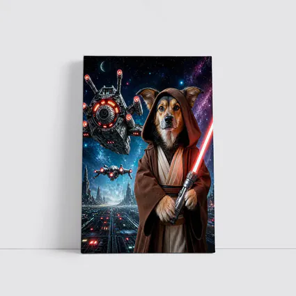 Jedi Dog With Lightsaber In Galaxy