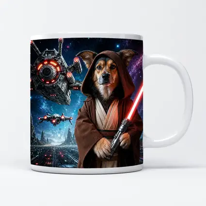 Jedi Dog With Lightsaber In Galaxy