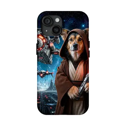 Jedi Dog With Lightsaber In Galaxy