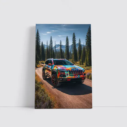 Jeep Cherokee Colorful Art Forest Trail