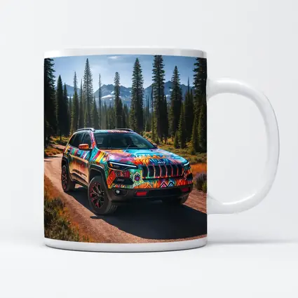 Jeep Cherokee Colorful Art Forest Trail