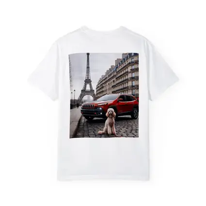 Red Jeep Cherokee Poodle Paris Eiffel Tower