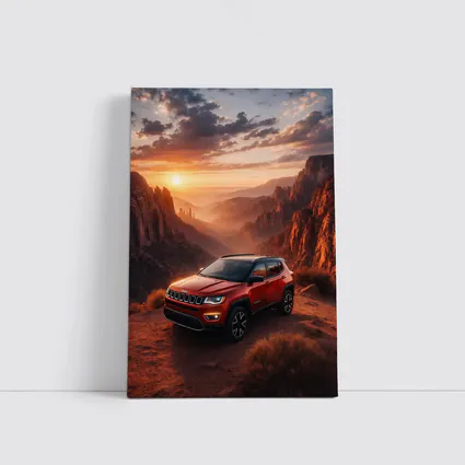 Jeep Compass Red SUV Canyon Sunset