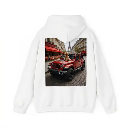 Red Jeep Wrangler Poodle Paris Eiffel Tower