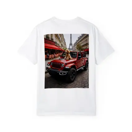 Red Jeep Wrangler Poodle Paris Eiffel Tower