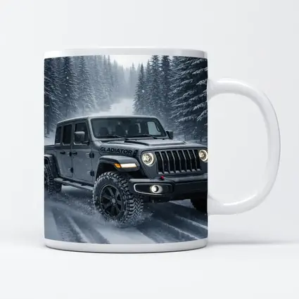 Jeep Gladiator Driving Snowy Forest Road
