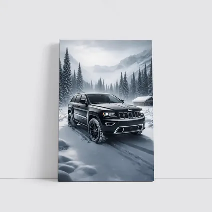 Jeep Grand Cherokee Black Winter Snow Forest