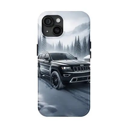 Jeep Grand Cherokee Black Winter Snow Forest