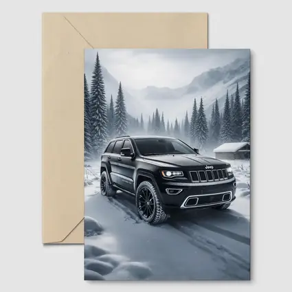 Jeep Grand Cherokee Black Winter Snow Forest