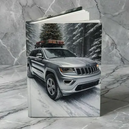 Jeep Grand Cherokee Silver Snow Forest Christmas