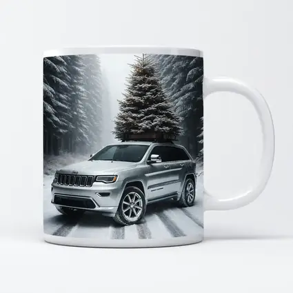 Jeep Grand Cherokee Silver Snowy Forest Road
