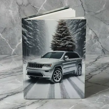 Jeep Grand Cherokee Silver Snowy Forest Road
