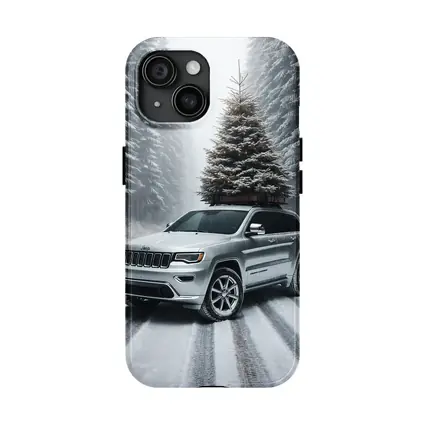 Jeep Grand Cherokee Silver Snowy Forest Road