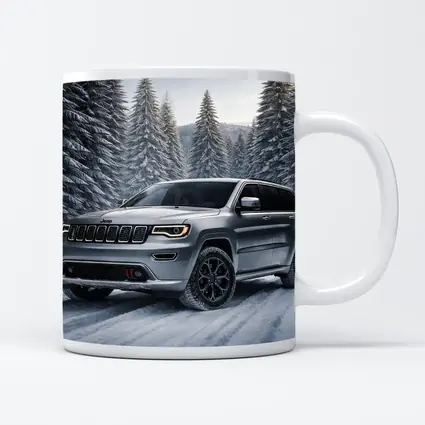 Jeep Grand Cherokee Silver SUV Snowy Forest