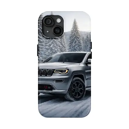 Jeep Grand Cherokee Silver SUV Snowy Forest
