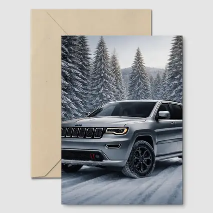 Jeep Grand Cherokee Silver SUV Snowy Forest