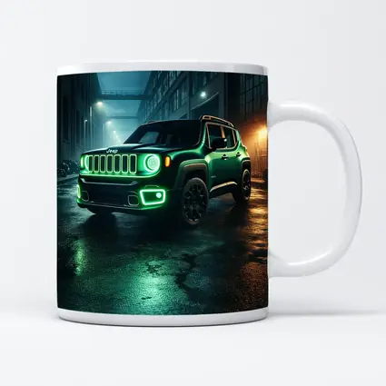 Jeep Renegade Neon Green Night City Street