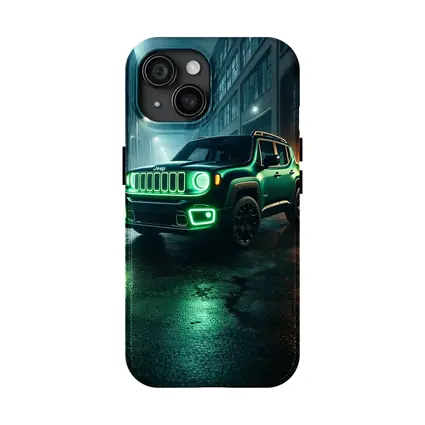 Jeep Renegade Neon Green Night City Street