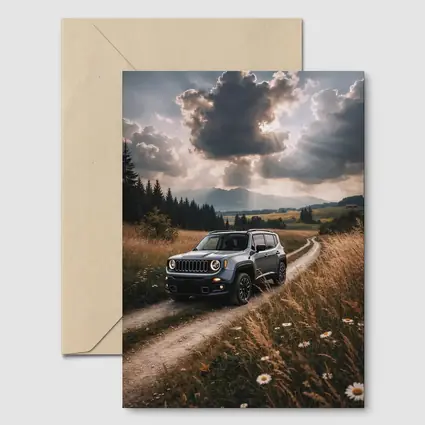 Jeep Renegade On Dirt Road Countryside