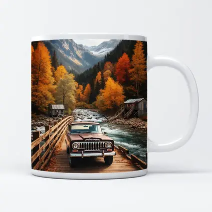 Jeep Wagoneer Classic Truck Autumn Mountain Bridge