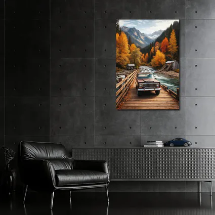 Jeep Wagoneer Classic Truck Autumn Mountain Bridge