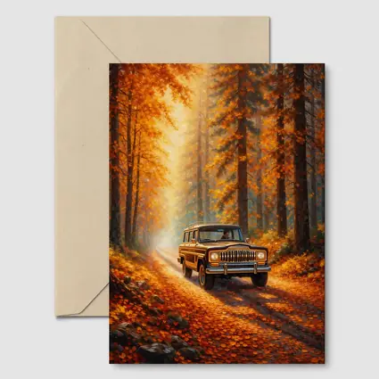Jeep Wagoneer Autumn Forest Dirt Road