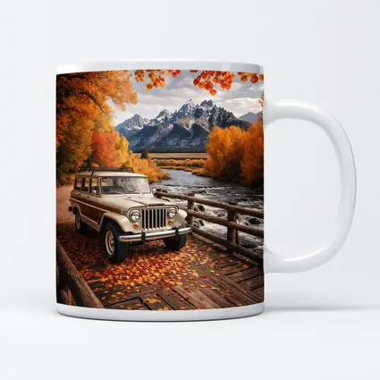 Jeep Wagoneer On Bridge Autumn Mountains