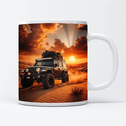 Jeep Wrangler Tearing Through Desert Sunset