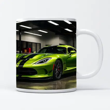 Green Dodge Viper Parked Inside Garage